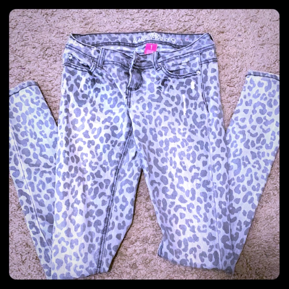 Distressed Leopard Print Jeans